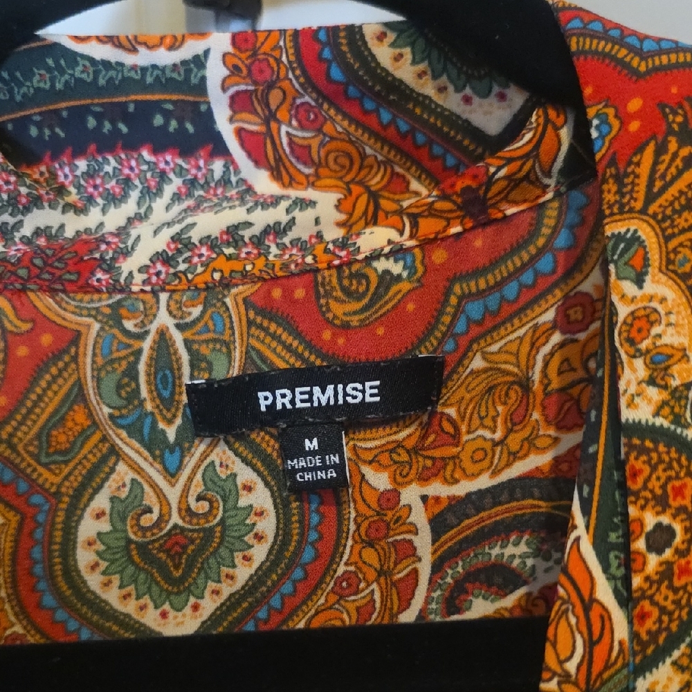 Premise Women's Paisley Blouse - Red, Orange, Blue